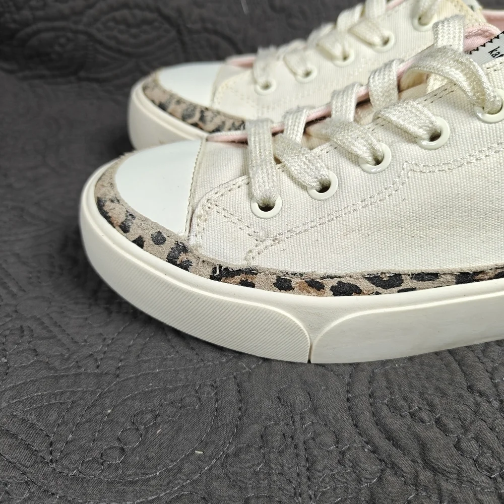 Kate Spade New York Women's Kaia Leopard Print Trim Platform Sneakers Canvas 7B